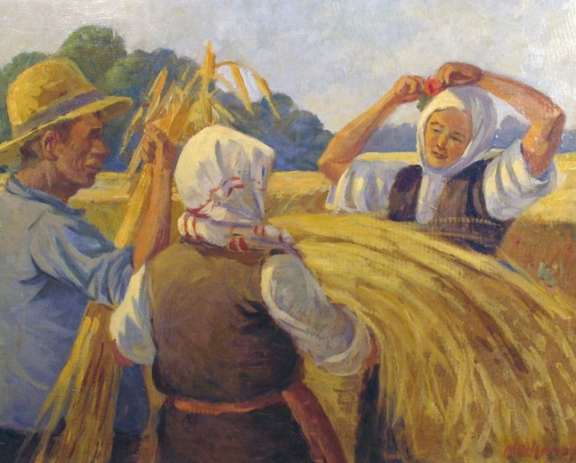 художник Милчо Ангелов пейзаж - "На полето" маслени бои