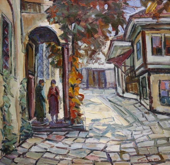 художник Петър Урумов пейзаж маслени бои върху платно 1934г.
