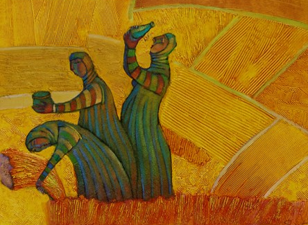 художник Слав Бакалов -Три жени на полето - маслени бои